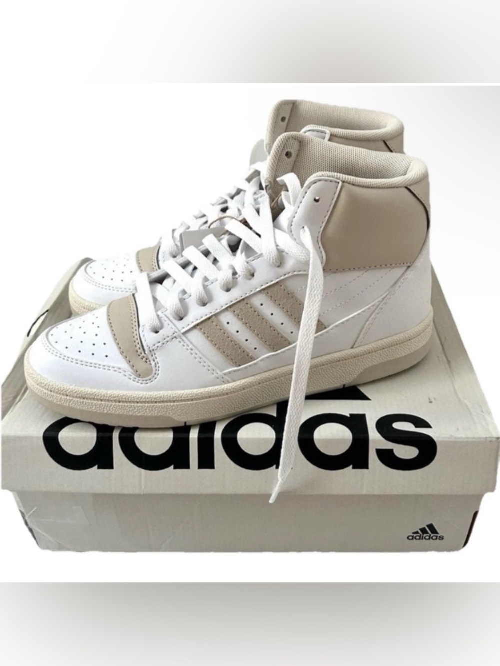 Adidas Break Start Mid Sneaker White Beige Lace Up Women's NWB Size 7